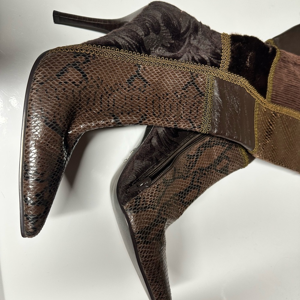 Bakers Multi-Brown Patchwork Heeled Boots - image 2